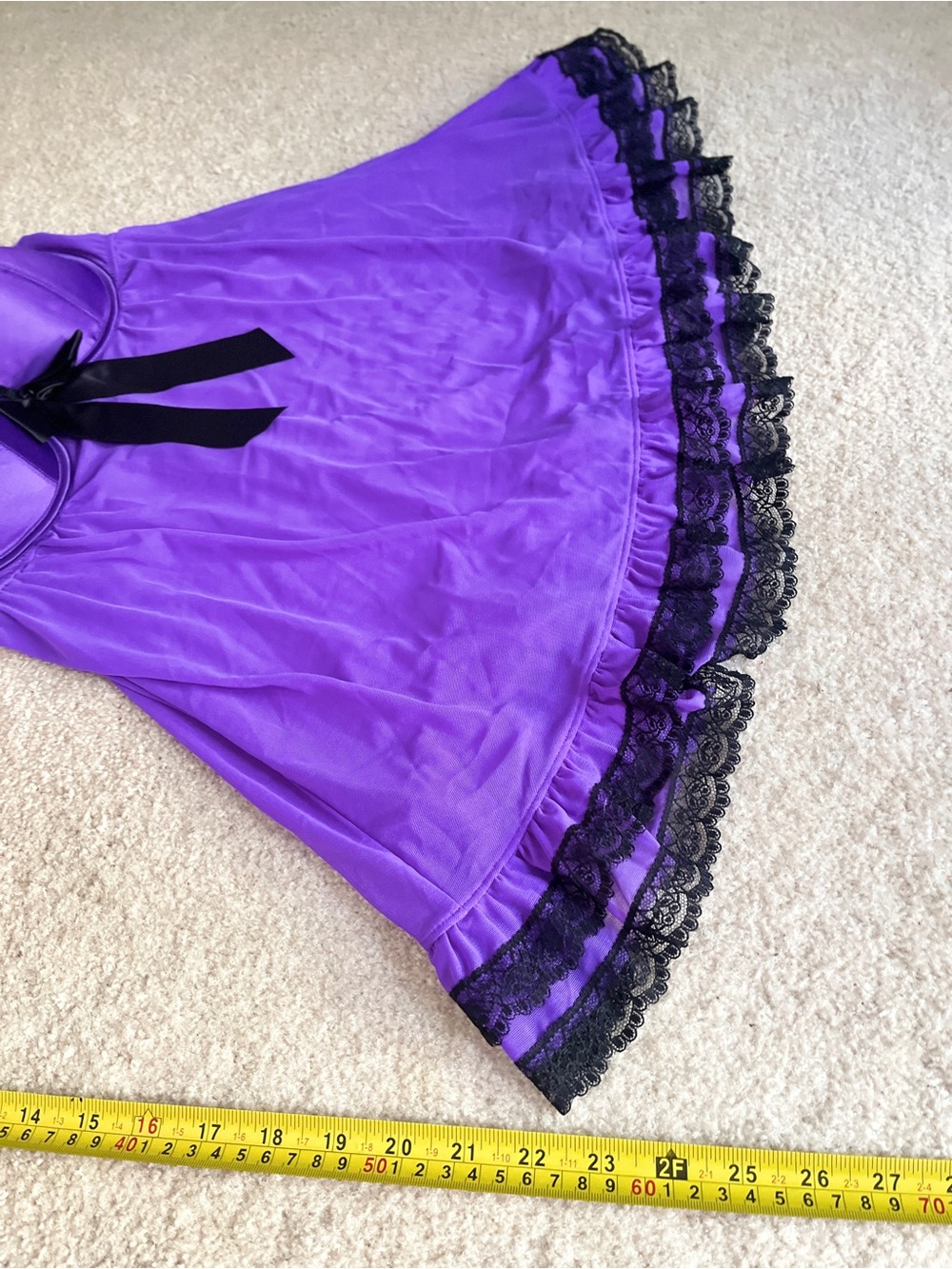 Vintage Y2K La Senza Royal Purple & Black Babydoll Chemise Lingerie - Med - Picture 3 of 7